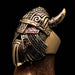 Excellent crafted Men's horned Viking Warrior Ring - antiqued Brass - Lacatang Shop