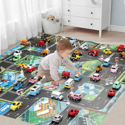 Colorful Cartoon City Traffic Play Mat with Toy Cars for Kids - Educational Baby Rug for Christmas and Birthday Gifts - Lacatang Shop