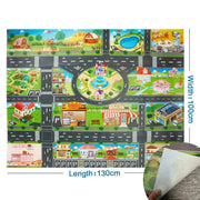Colorful Cartoon City Traffic Play Mat with Toy Cars for Kids - Educational Baby Rug for Christmas and Birthday Gifts - Lacatang Shop