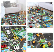 Colorful Cartoon City Traffic Play Mat with Toy Cars for Kids - Educational Baby Rug for Christmas and Birthday Gifts - Lacatang Shop