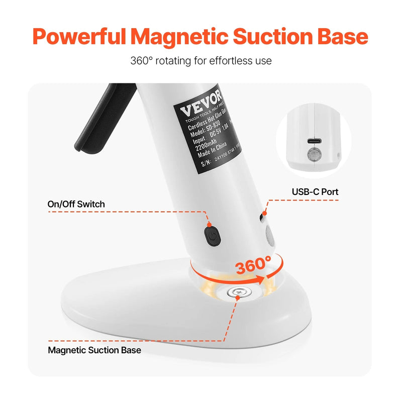 Cordless Hot Glue Gun Hot Melt Glue Gun with 20Pcs Sticks Rechargeable Battery - Lacatang Shop