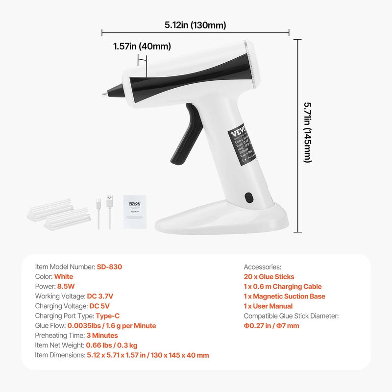 Cordless Hot Glue Gun Hot Melt Glue Gun with 20Pcs Sticks Rechargeable Battery - Lacatang Shop