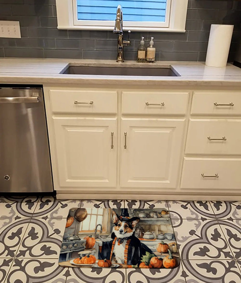 Corgi Fall Kitchen Pumpkins Memory Foam Kitchen Mat - Lacatang Shop