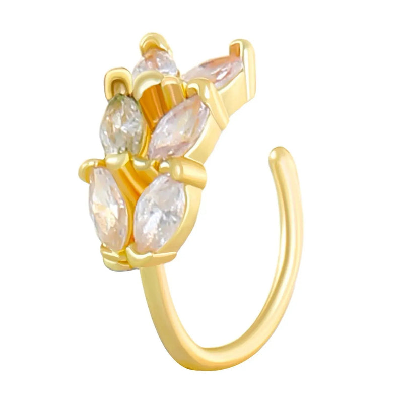 Creative Punk Nose Rings for Women Men Gold Color New Zircon - encrusted Cross Crown Love Hip - hop Fake Nose Studs Fashion Jewelry - Lacatang Shop