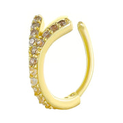 Creative Punk Nose Rings for Women Men Gold Color New Zircon - encrusted Cross Crown Love Hip - hop Fake Nose Studs Fashion Jewelry - Lacatang Shop