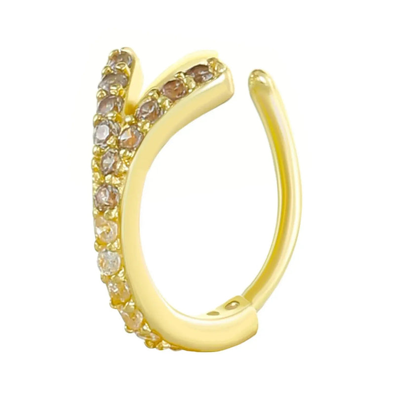 Creative Punk Nose Rings for Women Men Gold Color New Zircon - encrusted Cross Crown Love Hip - hop Fake Nose Studs Fashion Jewelry - Lacatang Shop