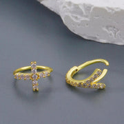 Creative Punk Nose Rings for Women Men Gold Color New Zircon - encrusted Cross Crown Love Hip - hop Fake Nose Studs Fashion Jewelry - Lacatang Shop
