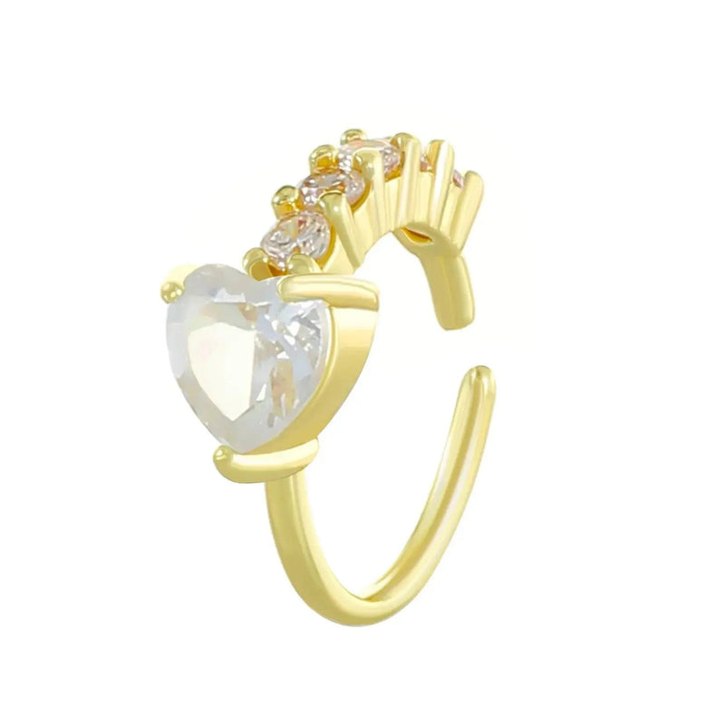 Creative Punk Nose Rings for Women Men Gold Color New Zircon - encrusted Cross Crown Love Hip - hop Fake Nose Studs Fashion Jewelry - Lacatang Shop