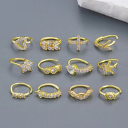 Creative Punk Nose Rings for Women Men Gold Color New Zircon - encrusted Cross Crown Love Hip - hop Fake Nose Studs Fashion Jewelry - Lacatang Shop