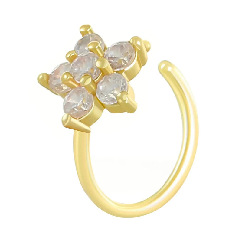 Creative Punk Nose Rings for Women Men Gold Color New Zircon - encrusted Cross Crown Love Hip - hop Fake Nose Studs Fashion Jewelry - Lacatang Shop