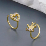 Creative Punk Nose Rings for Women Men Gold Color New Zircon - encrusted Cross Crown Love Hip - hop Fake Nose Studs Fashion Jewelry - Lacatang Shop