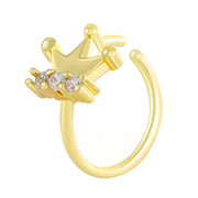 Creative Punk Nose Rings for Women Men Gold Color New Zircon - encrusted Cross Crown Love Hip - hop Fake Nose Studs Fashion Jewelry - Lacatang Shop