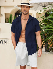 Cuba Blue Linen Shirt - Lacatang Shop