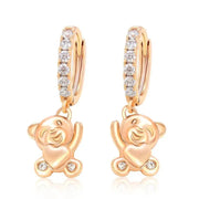 Cute cartoon heart - shaped bear earrings - Lacatang Shop
