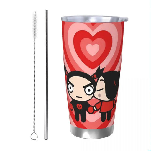 Cute Cartoon Pucca 20oz Stainless Steel Insulated Thermal Coffee Car Cup Cold Hot Mugs Vacuum Flask - Lacatang Shop