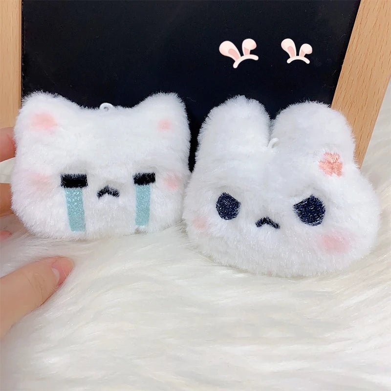 Cute Crying Rabbit Couple Keychain Mini Funny Doll Plush Keyring Bag Pendant Charms Backpack Decor Classroom Prizes Guest Gifts - Lacatang Shop