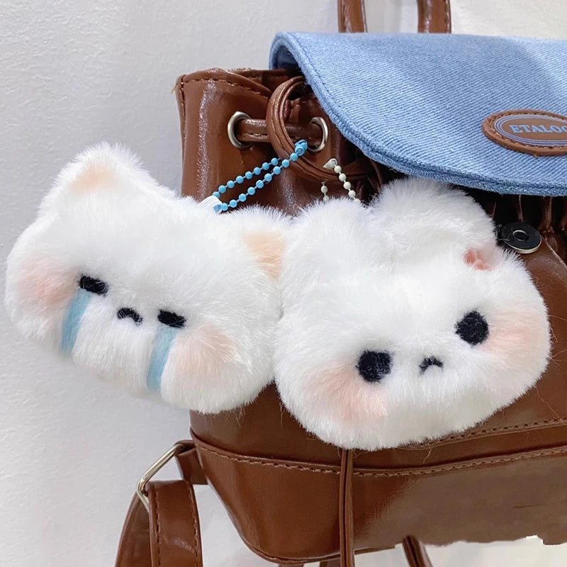 Cute Crying Rabbit Couple Keychain Mini Funny Doll Plush Keyring Bag Pendant Charms Backpack Decor Classroom Prizes Guest Gifts - Lacatang Shop
