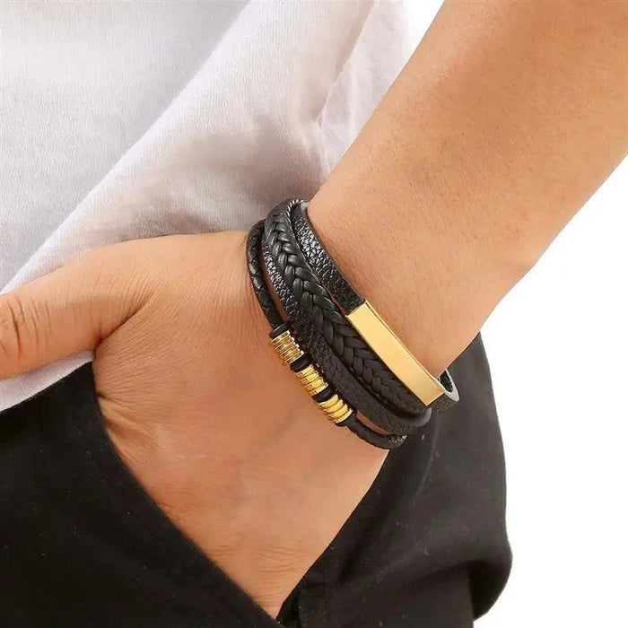 Classic Men's Leather Bracelet New Style Hand-woven Multi-layer Combination Accessory Fashion Man Jewelry Wholesale Dropshipping - Lacatang Shop