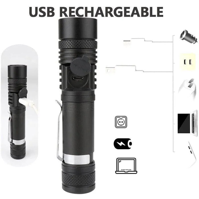 Super Bright 90000LM LED Tactical Flashlight Zoomable with Rechargeable Battery - Lacatang Shop