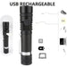 Super Bright 90000LM LED Tactical Flashlight Zoomable with Rechargeable Battery - Lacatang Shop