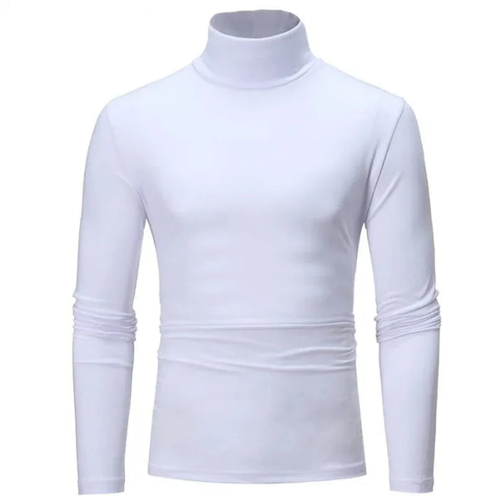 Autumn Winter Men's High Neck T-shirt Slim Fit Fashion High Elastic Long Sleeve Casual Breathable Apparel Pullover Thermal Tops