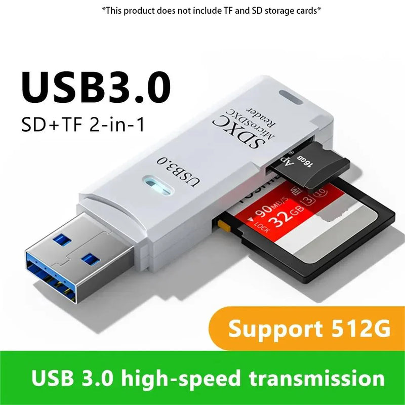 2-in-1 Multi Functional USB 3.0 Card ReaderMicro SD TFMemoryCardReaderUSBFlashDrive CardreaderAdapter For PCLaptops Accessories