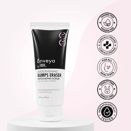 Skin Smoothening Bumps Eraser Exfoliating Body Scrub | for Bumpy & Dry Skin, Keratosis Pilaris & Ingrown Hair | Glycolic Acid, Lactic Acid & Spirulina | All Skin Types | for Women & Men | 100Ml | Anveya