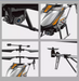 A close-up collage of the Ivory Coeus 2.4G 4CH Sky Max RC Flying Helicopter with Camera and Lights in silver and black, featuring four sections. The top left and bottom right images focus on the high-performance camera; the top right shows the drone's side with "C1.0 D" text, and the bottom left highlights the rotor blades and part of the body marked "ONE." Ideal for beginner RC pilots.