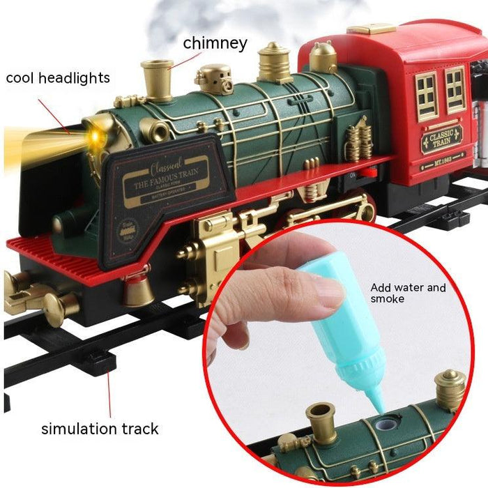 Remote Control Rail Car Smoke Music Light Christmas Charging Train Children's Toys - Lacatang Shop