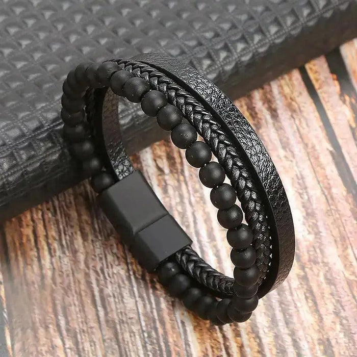 Classic Men's Leather Bracelet New Style Hand-woven Multi-layer Combination Accessory Fashion Man Jewelry Wholesale Dropshipping - Lacatang Shop