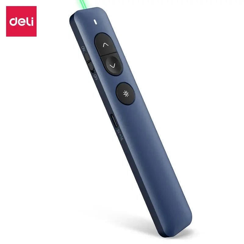 Deli Nusign NS100 Wireless Presenter Green PPT Laser Pointer Powerpoint Laser Flip Pen Remote Surport TTP/Prezi/Keynote - Lacatang Shop