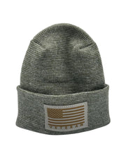 Designed & Made in USA | Veteran Beanie with USA Flag - Patriotic Theta Stitch Cuffed Knit Hat for Men & Women | Limited Edition - Lacatang Shop