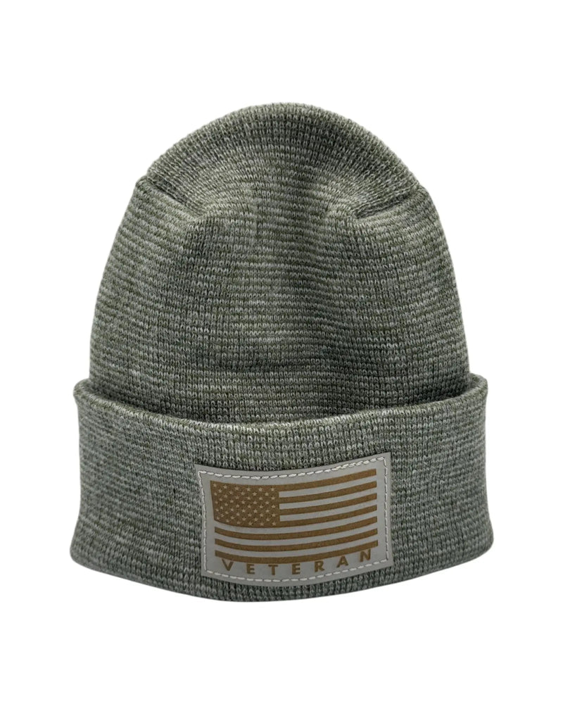 Designed & Made in USA | Veteran Beanie with USA Flag - Patriotic Theta Stitch Cuffed Knit Hat for Men & Women | Limited Edition - Lacatang Shop
