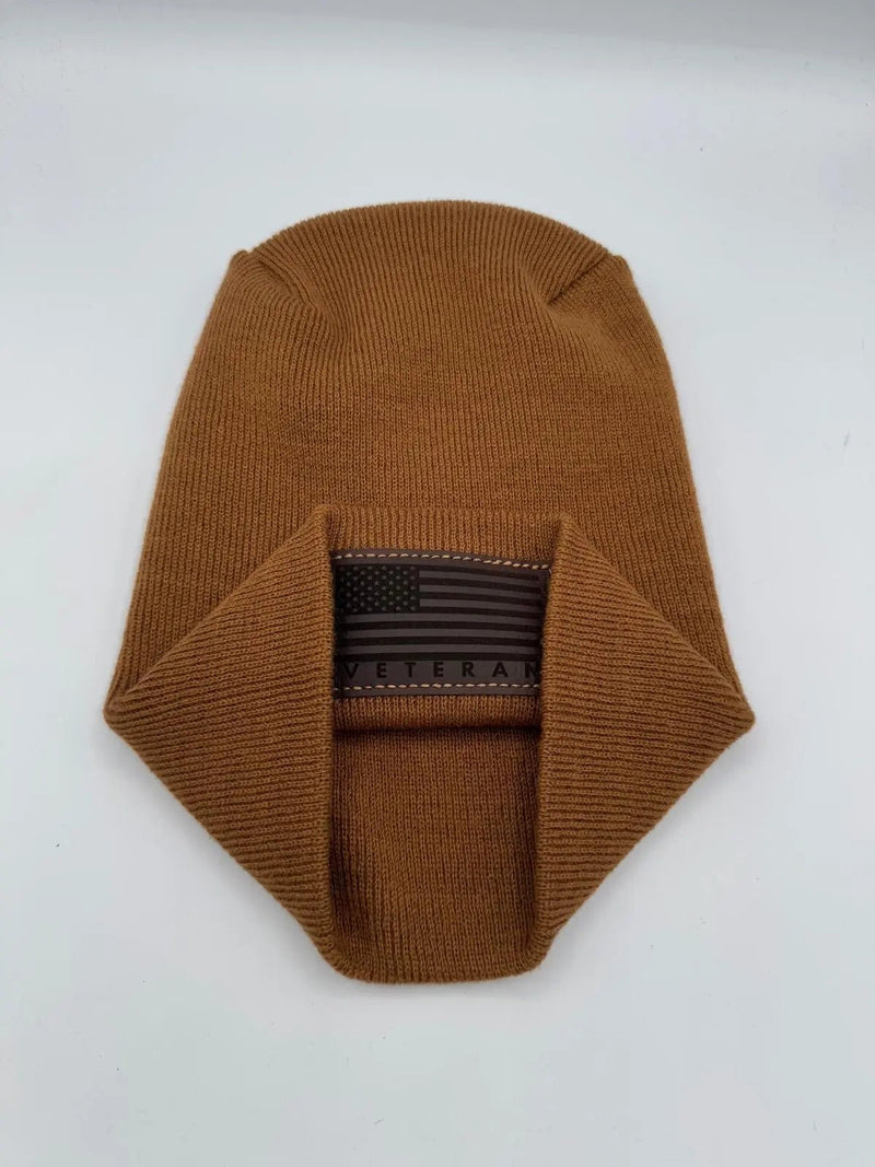 Designed & Made in USA | Veteran Beanie with USA Flag - Patriotic Theta Stitch Cuffed Knit Hat for Men & Women | Limited Edition - Lacatang Shop