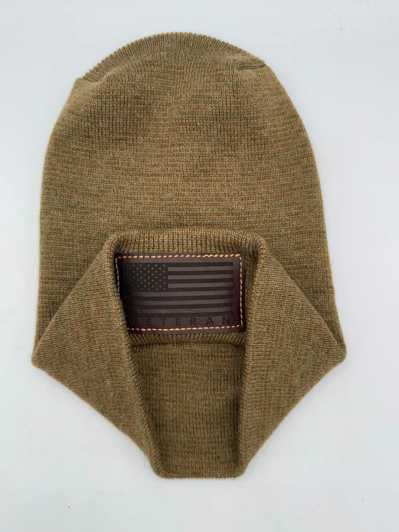 Designed & Made in USA | Veteran Beanie with USA Flag - Patriotic Theta Stitch Cuffed Knit Hat for Men & Women | Limited Edition - Lacatang Shop