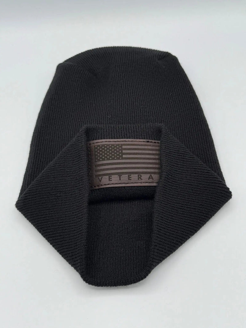 Designed & Made in USA | Veteran Beanie with USA Flag - Patriotic Theta Stitch Cuffed Knit Hat for Men & Women | Limited Edition - Lacatang Shop