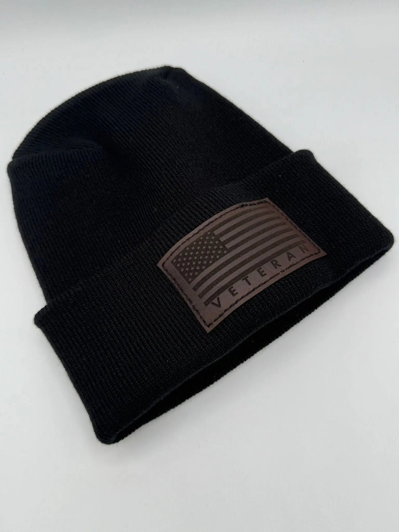 Designed & Made in USA | Veteran Beanie with USA Flag - Patriotic Theta Stitch Cuffed Knit Hat for Men & Women | Limited Edition - Lacatang Shop
