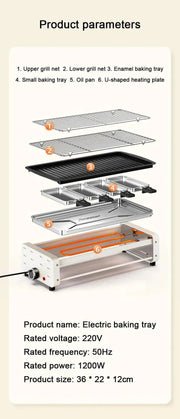 DMWD Smokeless Electric Barbecue Raclette Pan BBQ Teppanyaki Grill - Lacatang Shop