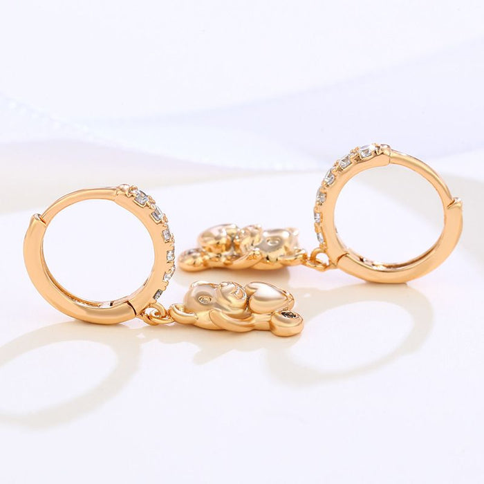 Cute cartoon heart-shaped bear earrings - Lacatang Shop