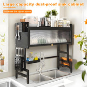 Dustproof Kitchen Organizer Rack & Dish Draining Cabinet