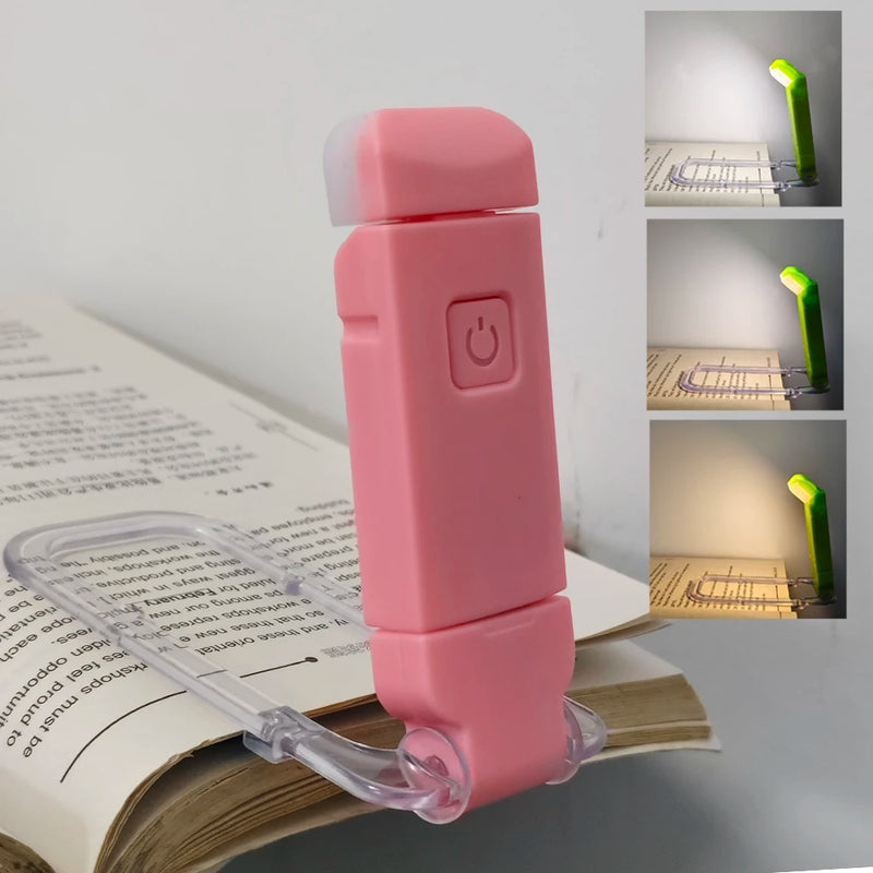 Reading Book Light Portable USB Rechargeable Book Clip Light Bookmark Light Tri Color Warm Eye Protection Adjustable Light