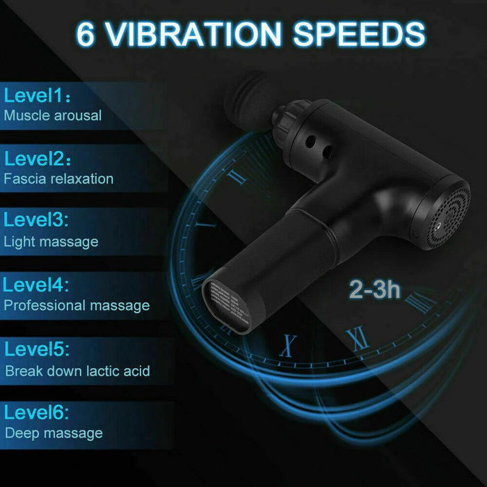 Massage Gun Percussion Massager Deep Tissue Muscle Vibrating Relaxing + 4 Heads - Lacatang Shop