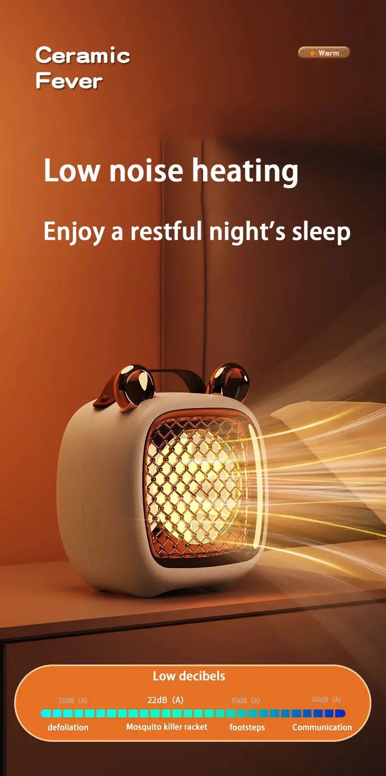 Electric Heater Mini Portable Intelligent Air Heater Reduced Wind Noise Home Heating Warmer Fan Intelligent Constant Temperature - Lacatang Shop