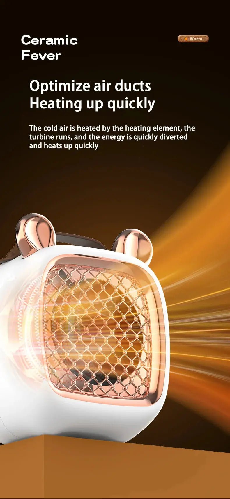 Electric Heater Mini Portable Intelligent Air Heater Reduced Wind Noise Home Heating Warmer Fan Intelligent Constant Temperature - Lacatang Shop