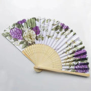 Elegant Bamboo and Cloth Folding Hand Fan with Floral Print for Weddings, Parties, and Dance Performances - Lacatang Shop