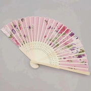 Elegant Handcrafted Foldable Cloth Fans with Bamboo Ribs - Floral Design for Weddings, Parties, and Performance Decor - Lacatang Shop