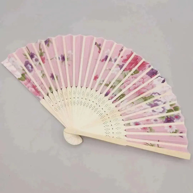 Elegant Handcrafted Foldable Cloth Fans with Bamboo Ribs - Floral Design for Weddings, Parties, and Performance Decor - Lacatang Shop