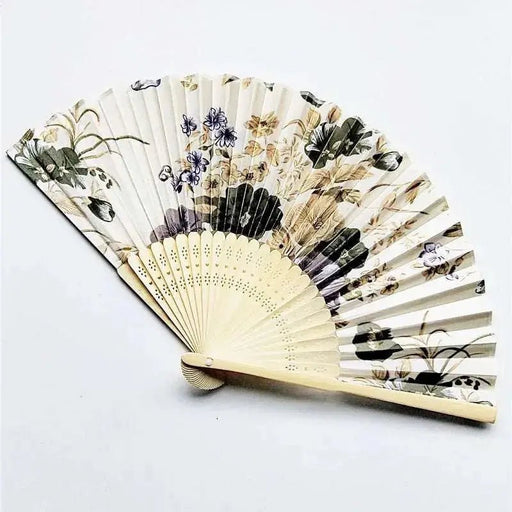 Elegant Handcrafted Foldable Cloth Fans with Bamboo Ribs - Floral Design for Weddings, Parties, and Performance Decor - Lacatang Shop