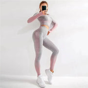 EP Sport Set Women Seamless Yoga Set Women Gym Clothes Long Sleeve - Lacatang Shop