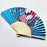 Exquisite Floral Print Bamboo Hand Fan - Foldable Cloth Accessory for Weddings, Parties, and Performances - Lacatang Shop